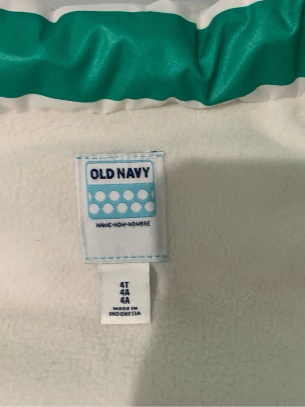 Old Navy Kids Cream Jacket with Green and Yellow Trim